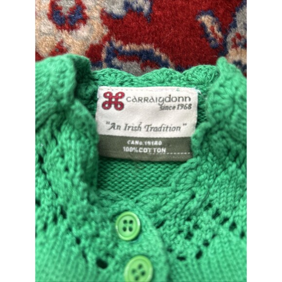 Vtg Carraig Donn Cotton Hand-Knit St. Patrick’s Day Shamrock 0-3 Months - Picture 2 of 5